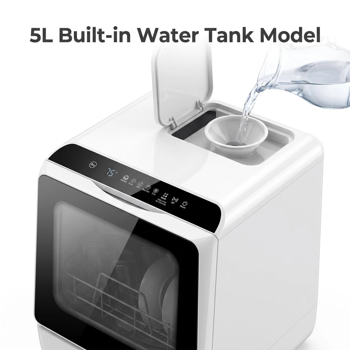 Space‑Saving Countertop Dishwasher, Hot Air Drying & Multiple Wash Programs