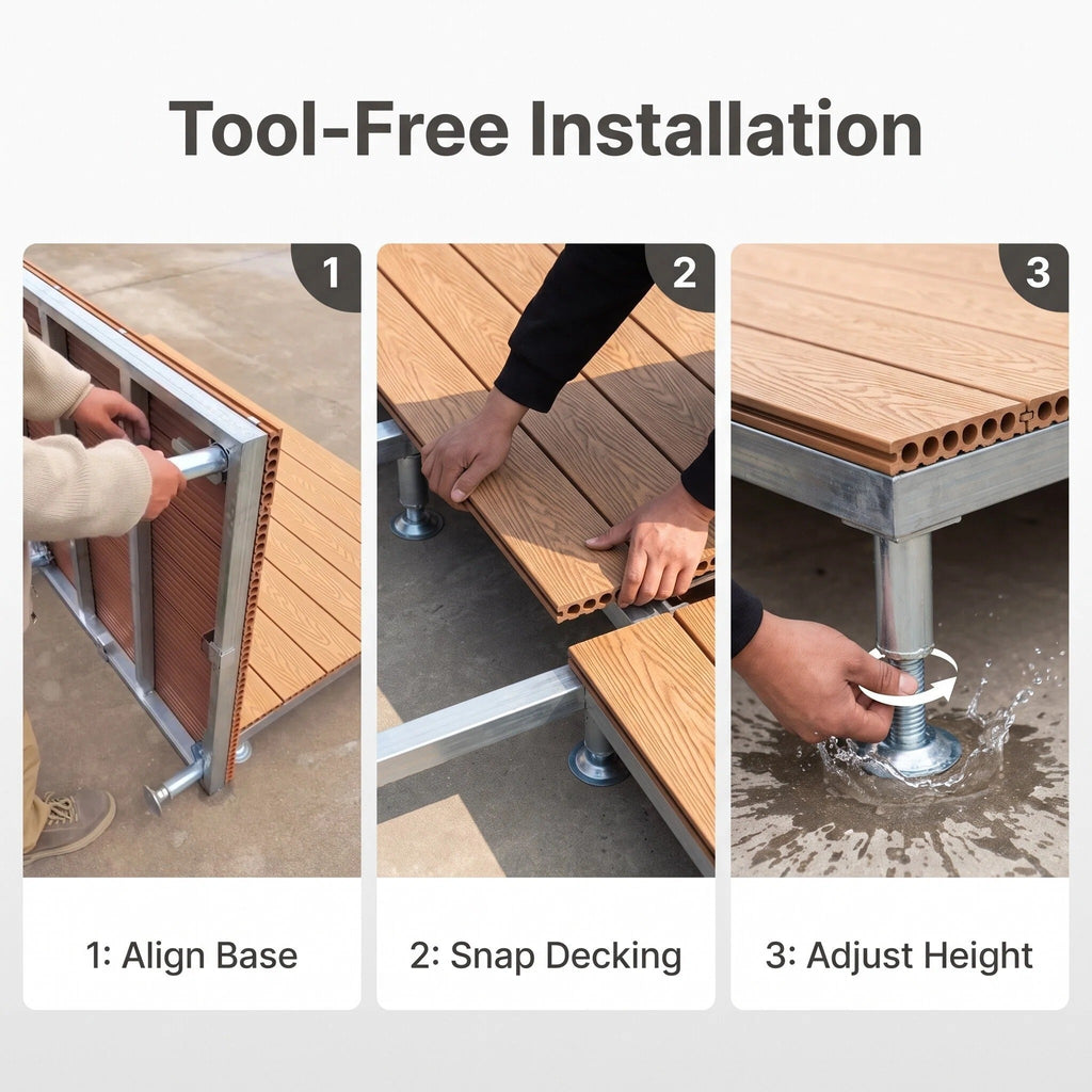 Modular Outdoor Deck Tiles | Tool-Free Install for Your Patio