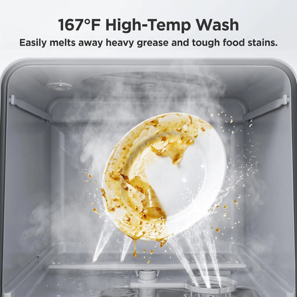 Space‑Saving Countertop Dishwasher, Hot Air Drying & Multiple Wash Programs