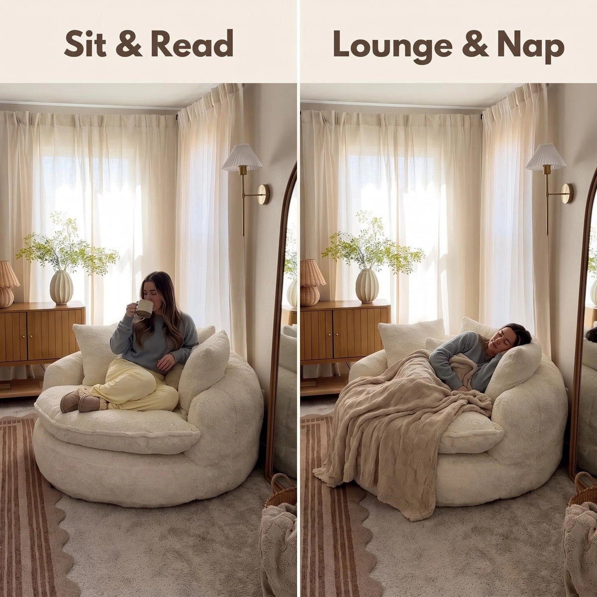 Fluffy Lazy Sofa, Ultra Soft Multi-Purpose Chair for All Rooms