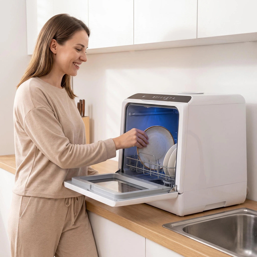 Space‑Saving Countertop Dishwasher, Hot Air Drying & Multiple Wash Programs