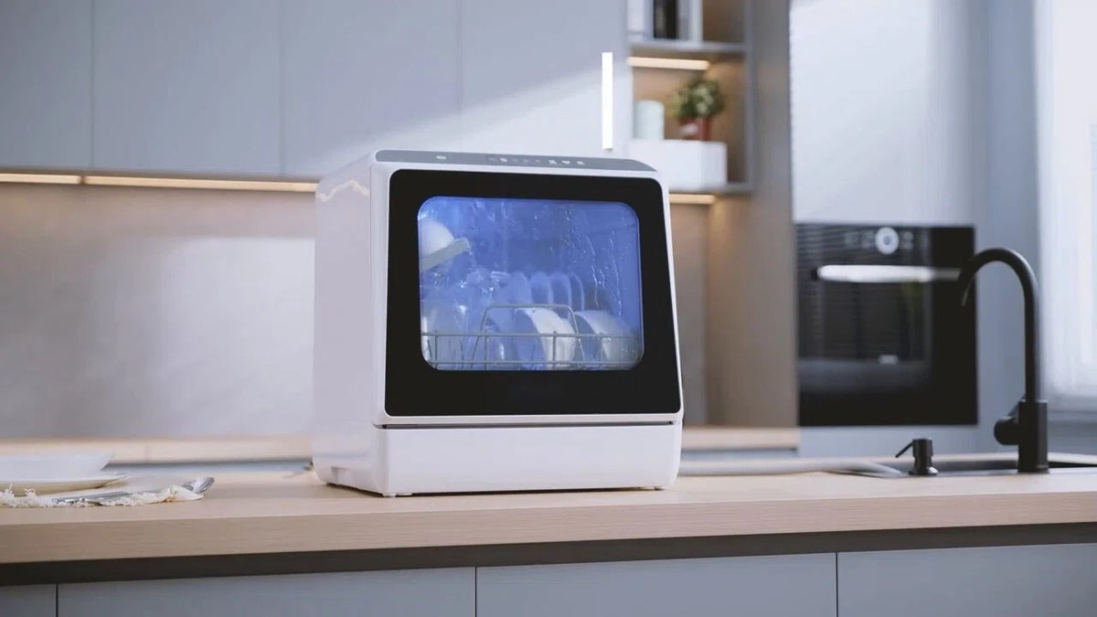 Space‑Saving Countertop Dishwasher, Hot Air Drying & Multiple Wash Programs