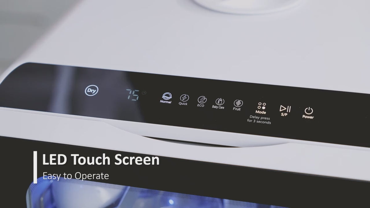 Space‑Saving Countertop Dishwasher, Hot Air Drying & Multiple Wash Programs